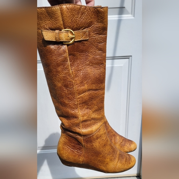 Steve Madden Tan Leather Intyce Boots w/Slight Wedge Heel Size 5.5 - Picture 7 of 11